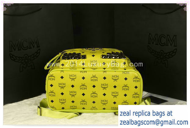 High Quality Replica MCM Stark Backpack Jumbo in Calf Leather 8100 Lemon